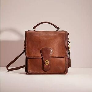 Coach 330 Vintage Brown Leather Station Crossbody Purse